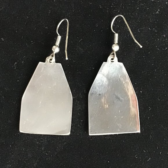 Vintage Silver Malachite & Lapis Earrings - Ships ahoy! - Picture 4 of 7